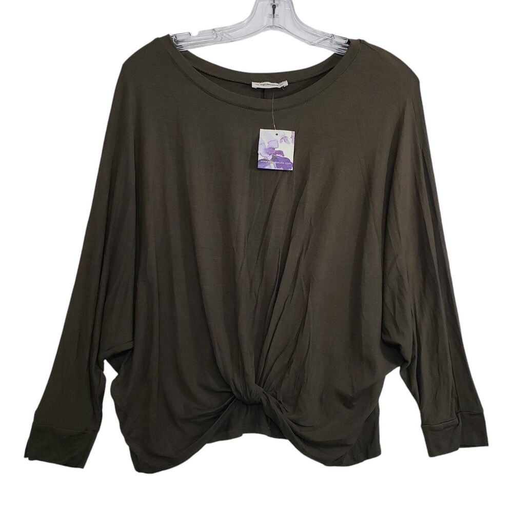 New ee:some Woman's Twisted Front Olive Blouse, Size Small